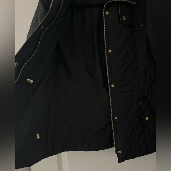 Cole Haan Women's Black Quilted Jacket Lightweight Cinch Cord At Waist Pockets S - Picture 5 of 10